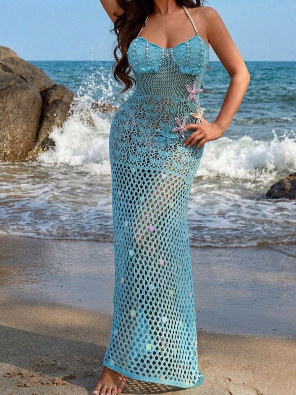Baby Blue Women's Mermaid Series Casual Holiday Vacation Dress